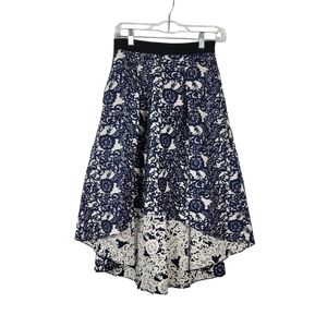 Sachin+BaBi women's brocade high-low blue, white floral print skirt size 4